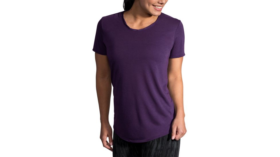 Brooks Distance Short Sleeve Shirt - Womens, Berry, L, 221344508.035