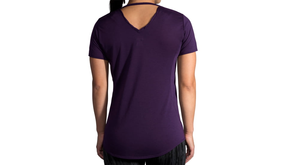 Brooks Distance Short Sleeve Shirt - Womens, Berry, L, 221344508.035