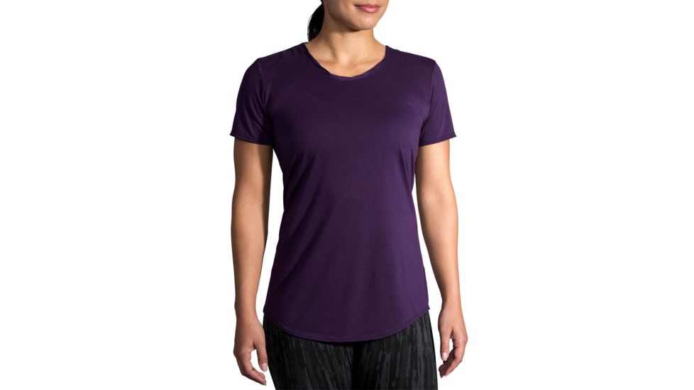 Brooks Distance Short Sleeve Shirt - Womens, Berry, L, 221344508.035