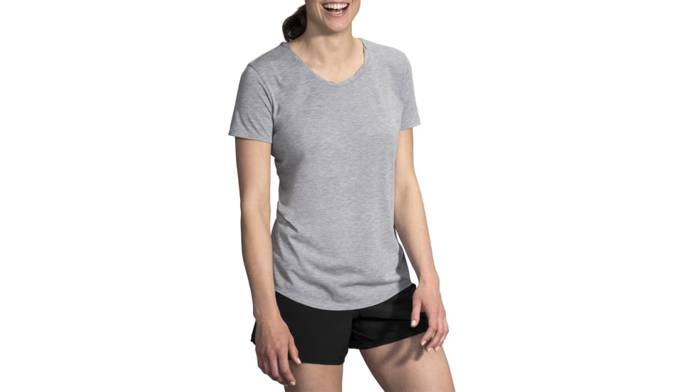 Brooks Distance Short Sleeve Shirt - Womens, Heather Ash, L, 221344080.035