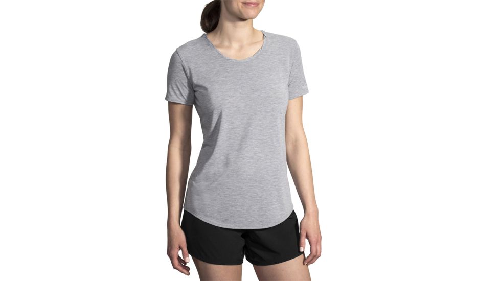 Brooks Distance Short Sleeve Shirt - Womens, Heather Ash, L, 221344080.035