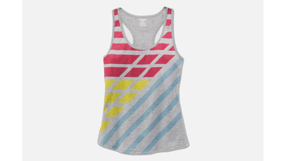 Brooks Distance Women's Tank, Heather Sterling/Multi Track, 2XL 221260-Heather Sterling/Multi Track-XXL