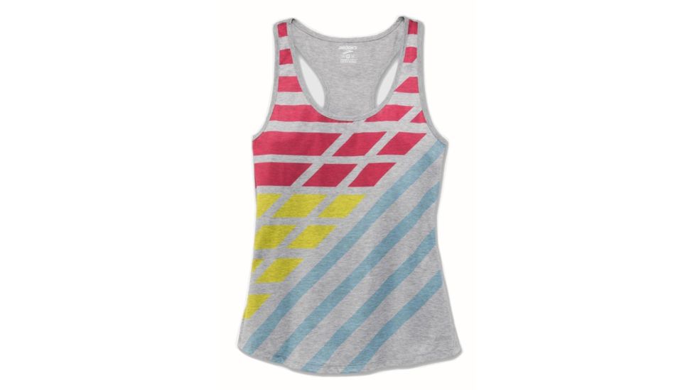 Brooks Distance Women's Tank, Heather Sterling/Multi Track, 2XL, 221260-HSTRL-MLTR-XXL