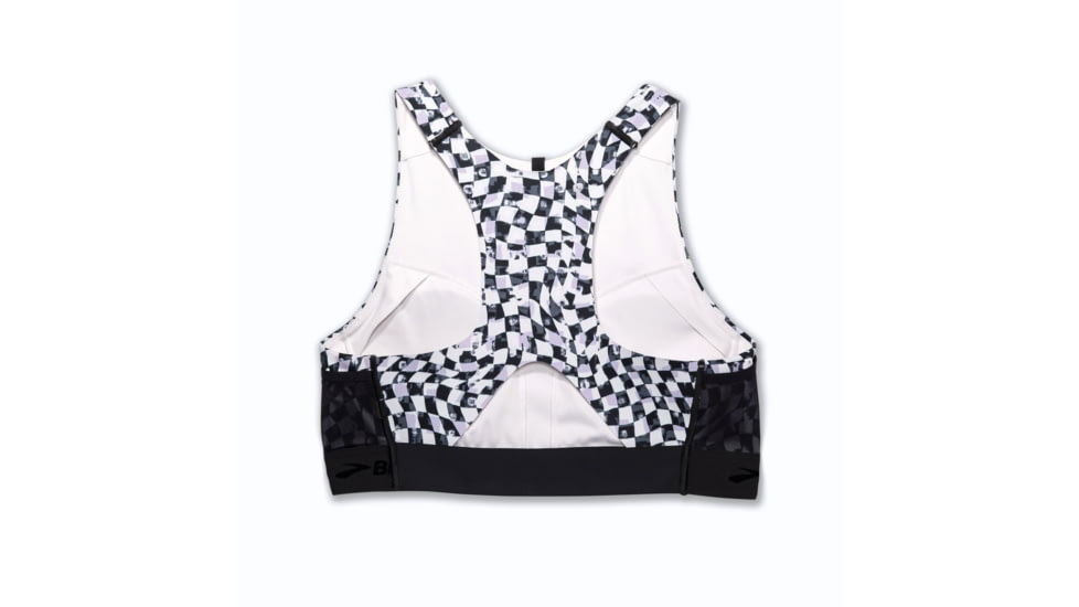 Brooks Drive 3 Pocket Run Bra - Womens, Speed Check B/W, 32AB, 350080004.032AB