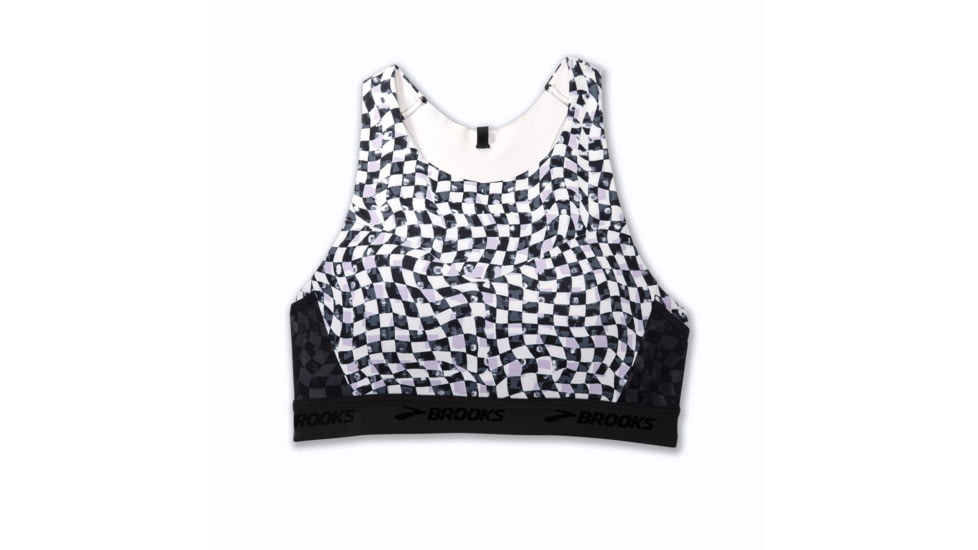 Brooks Drive 3 Pocket Run Bra - Womens, Speed Check B/W, 32AB, 350080004.032AB