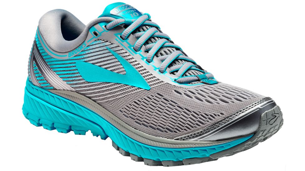Brooks Ghost 10 Road Running Shoe - Women's-Primer Grey/Teal Victory/Silver-Medium-9