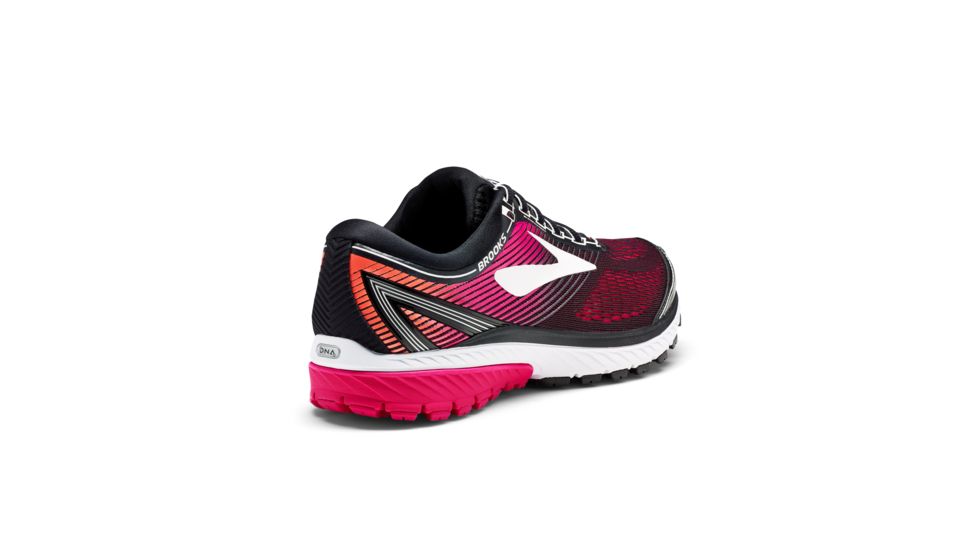 Brooks Ghost 10 Women's Road Running Shoe, Black/Pink Peacock/Living Coral, 120246 067