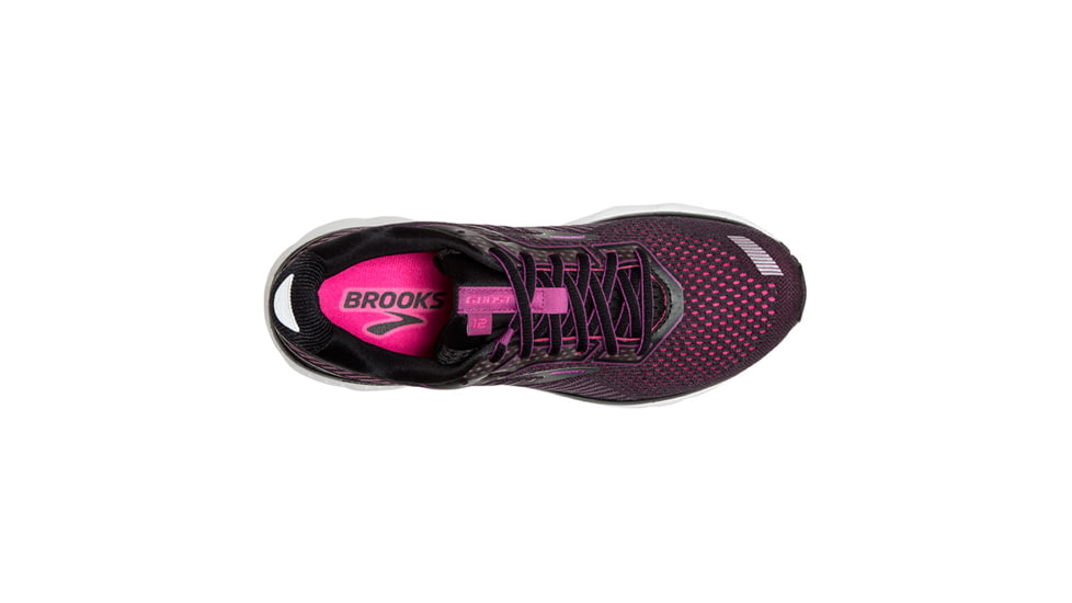 Brooks Ghost 12 Road Running Shoe - Womens, Black/Hollyhock/Pink, Medium, 11.0, 1203051B063.110