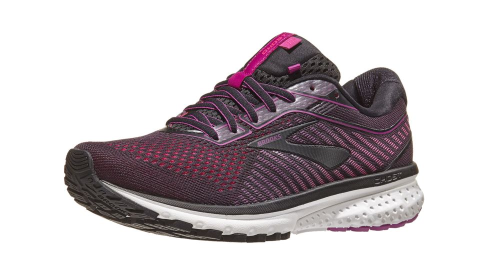 Brooks Ghost 12 - Womens, Black/Hollyhock/Pink, Medium, 6.0, 1203051B063.060