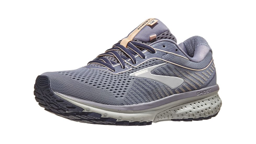 Brooks Ghost 12 - Womens, Granite/Peacoat/Peach, Medium, 6.0, 1203051B086.060