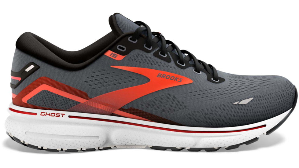 Brooks Ghost 15 Running Shoes - Mens, Ebony/Black/Spicy Orange, 8.0, 1103931D024.080