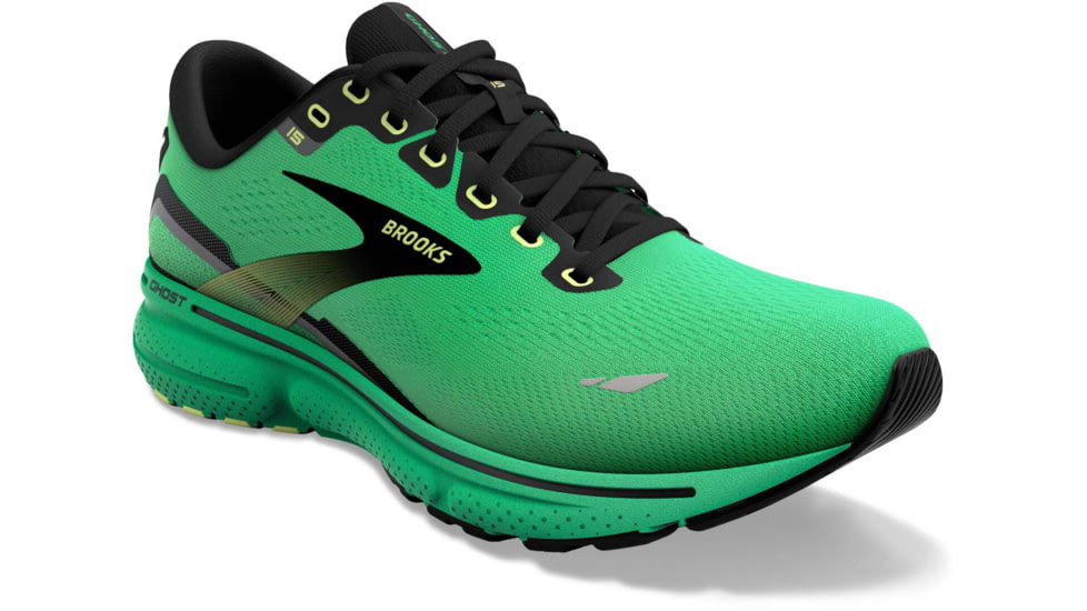 Brooks Ghost 15 Running Shoes - Mens, Green/Black/Sharp Green, 8.0, 1103931D360.080