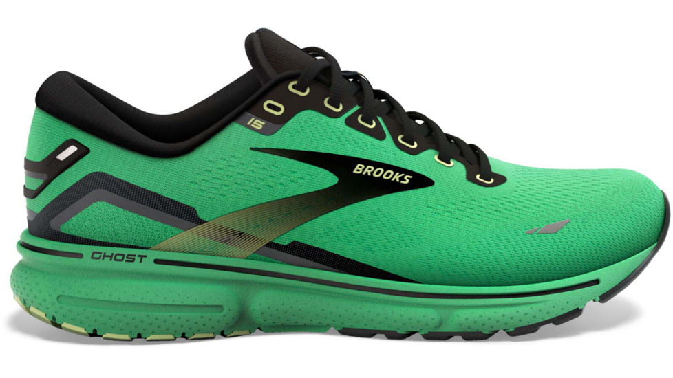 Brooks Ghost 15 Running Shoes - Mens, Green/Black/Sharp Green, 8.0, 1103931D360.080
