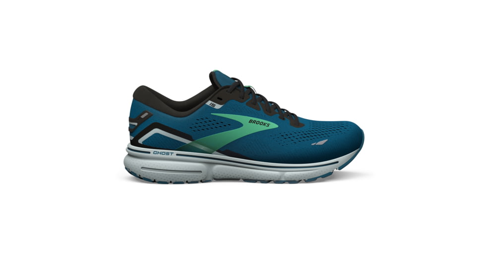 Brooks Ghost 15 Running Shoes - Mens, Moroccan Blue/Black/Spring Bud, 12.5 Medium, 1103931D462.125