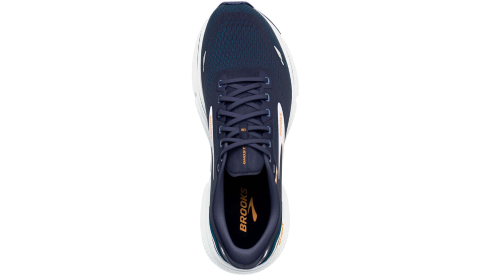 Brooks Ghost 15 Running Shoes - Mens, Wide, Peacoat/Blue/Orange Pop, 9.0, 1103932E439.090