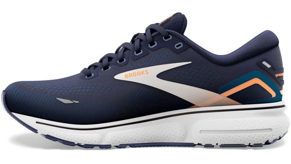 Brooks Ghost 15 Running Shoes - Mens, Wide, Peacoat/Blue/Orange Pop, 9.0, 1103932E439.090