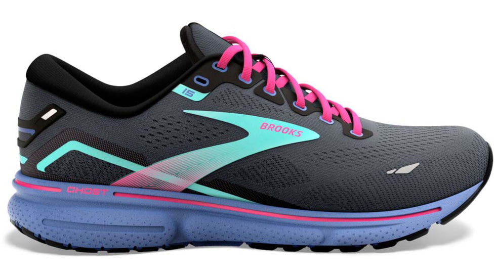 Brooks Ghost 15 Running Shoes - Womens, Medium, Black/Blue/Aruba, 10.0, 1203801B079.100