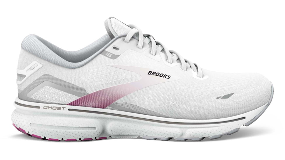 Brooks Ghost 15 Running Shoes - Womens, Medium, White/Oyster/Viola, 7.0, 1203801B195.070
