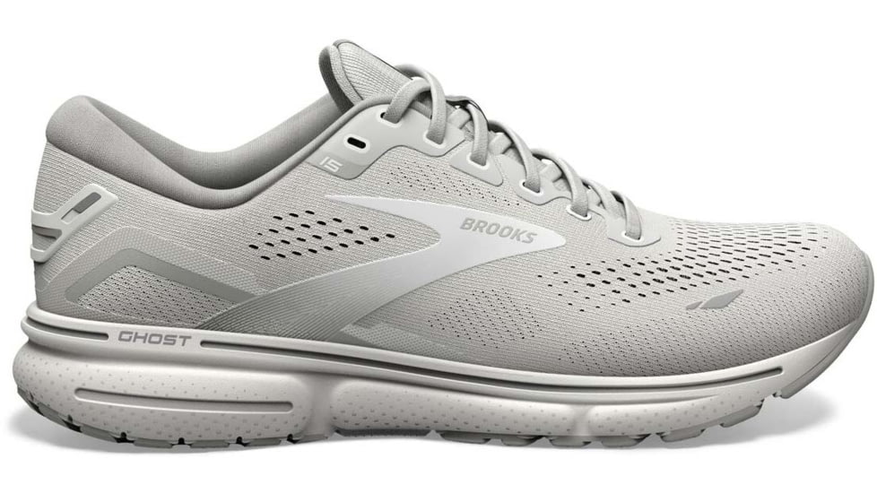 Brooks Ghost 15 Running Shoes - Womens, Wide, Oyster/Alloy/White, 9.0, 1203801D112.090