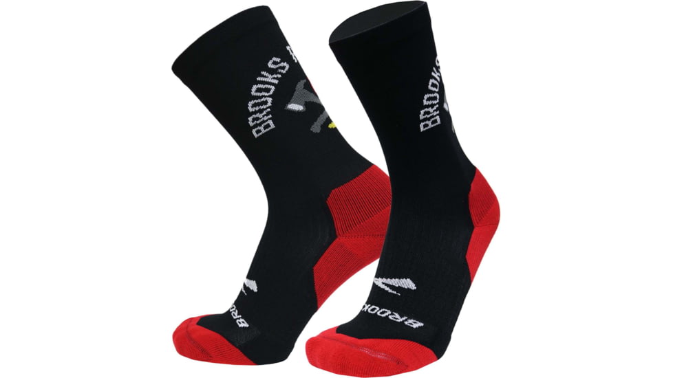 Brooks Ghost Crew Sock, Black/Nightlife/Red, XL, 280495014.040