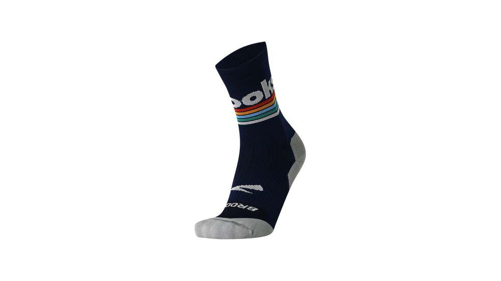 Brooks Ghost Crew Sock, Navy/Brooks Stripe, S, 280495410.025