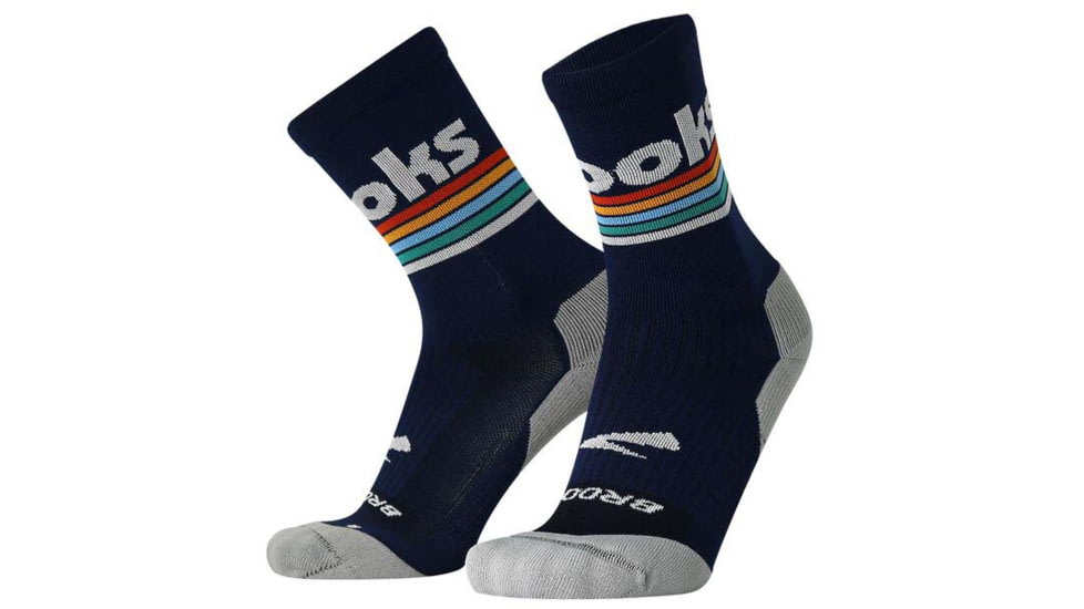 Brooks Ghost Crew Sock, Navy/Brooks Stripe, S, 280495410.025