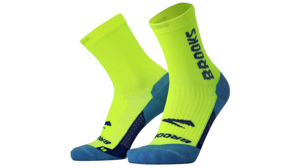 Brooks Ghost Crew Sock, Neon Yellow/BR Crew, L, 280495790.035
