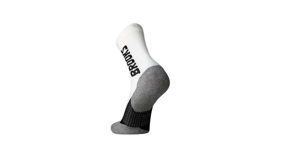 Brooks Ghost Crew Sock, White/BR Crew, L, 280495161.035