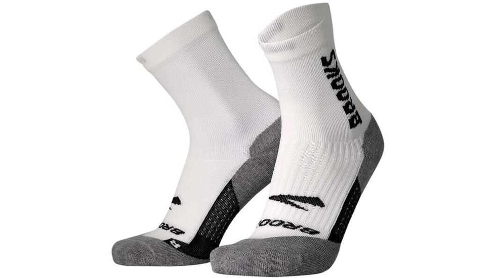 Brooks Ghost Crew Sock, White/BR Crew, L, 280495161.035