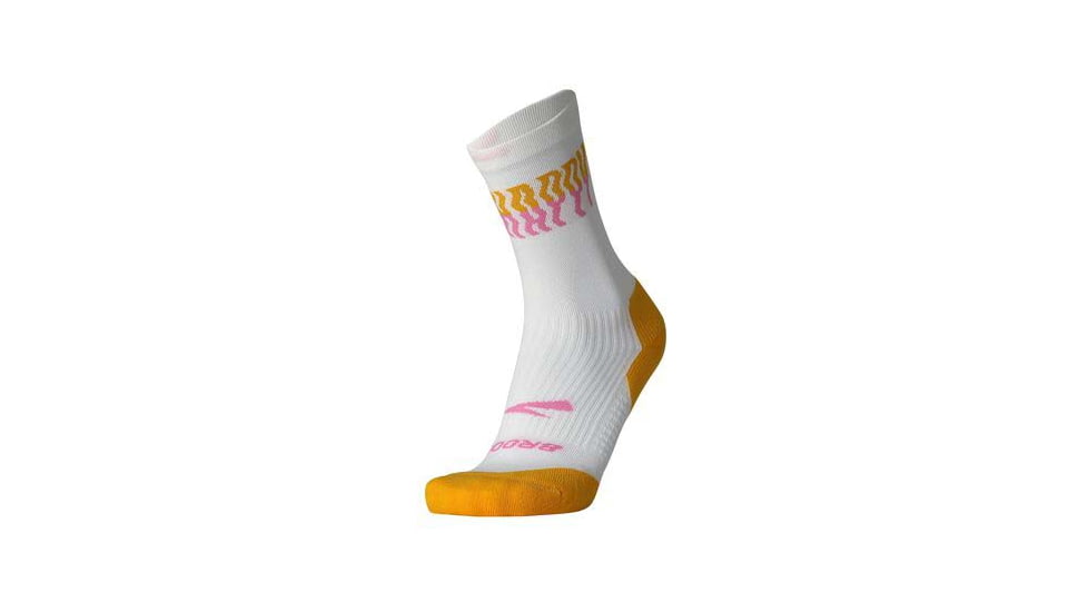 Brooks Ghost Crew Sock, White/Run Happy, L, 280495183.035