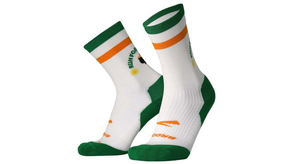 Brooks Ghost Crew Sock, White/Run Lucky, S, 280495162.025