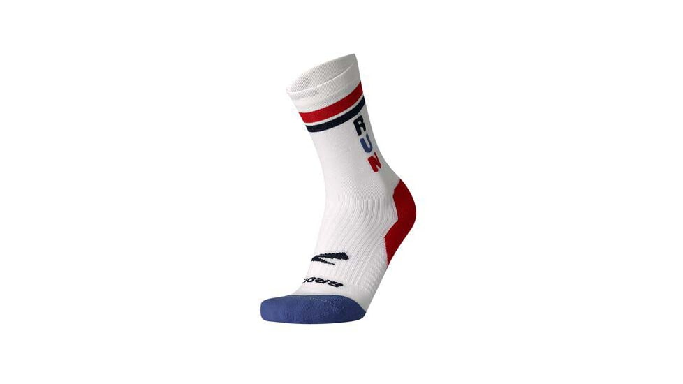 Brooks Ghost Crew Sock, White/Run USA, S, 280495107.025