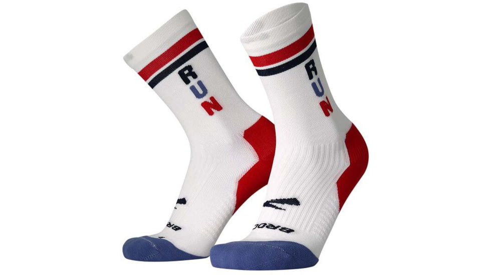 Brooks Ghost Crew Sock, White/Run USA, S, 280495107.025
