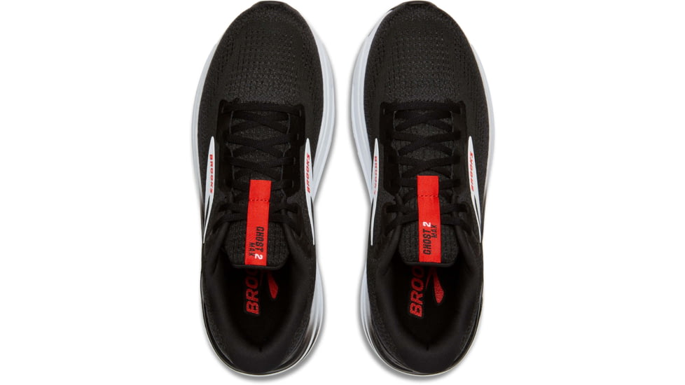 Brooks Ghost Max 2 Road Running Shoes - Mens, Black/White/Fiery Red, 10.0 US/Medium, 1104311D027.100