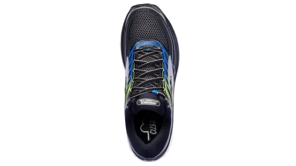 Brooks Glycerin 15 Men's Road Running Shoe, Black/Electric Brooks Blue/Green Gecko, 110258 012