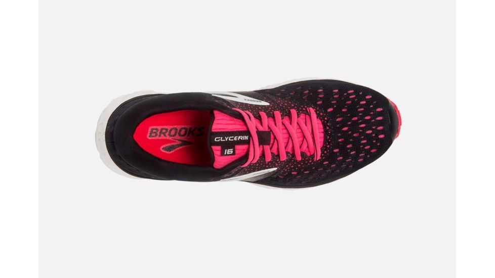 Brooks Glycerin 16 Womens Road Running Shoes, Black/Pink/Grey, 8.5 US, Medium, 1202781B070.085