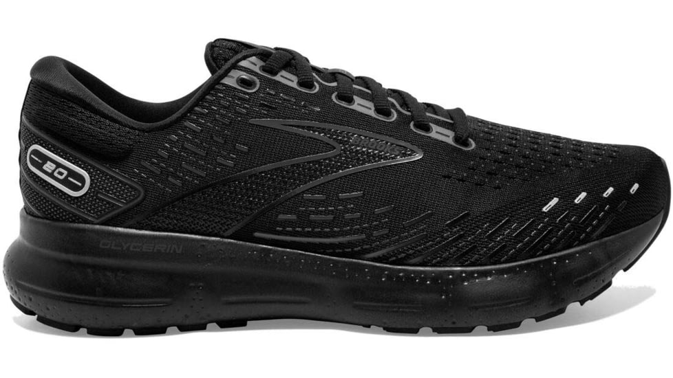 Brooks Glycerin 20 Running Shoes - Womens, Wide, Black/Black/Ebony, 6.0, 1203691D020.060