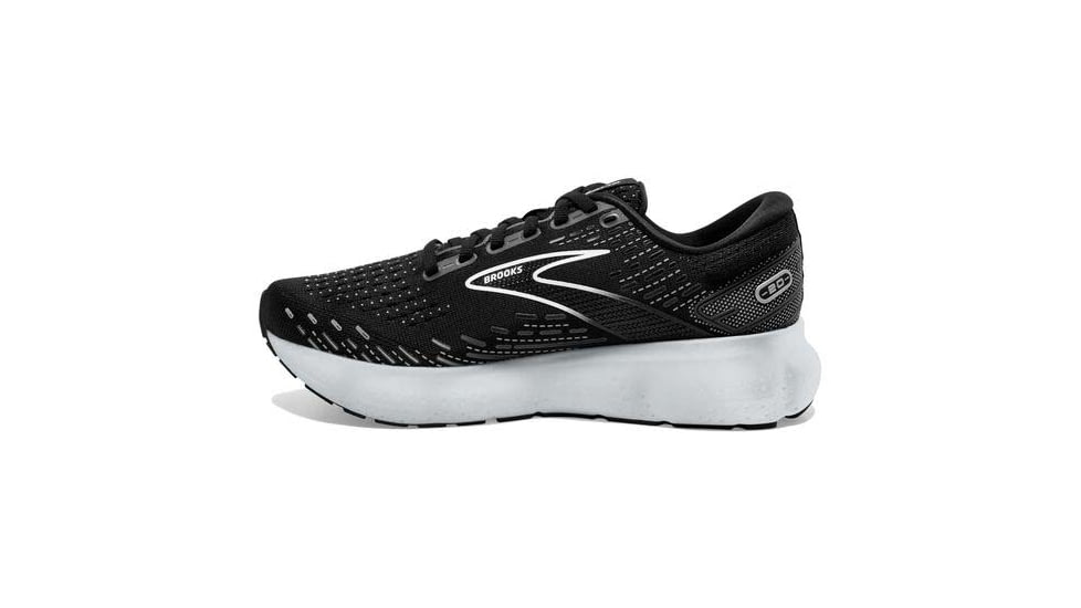 Brooks Glycerin 20 Running Shoes - Womens, Wide, Black/White/Alloy, 8.0, 1203691D059.080