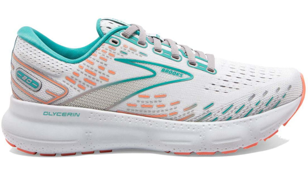 Brooks Glycerin 20 Running Shoes - Womens, Wide, Oyster/Latigo Bay/Coral, 9.0, 1203691D061.090