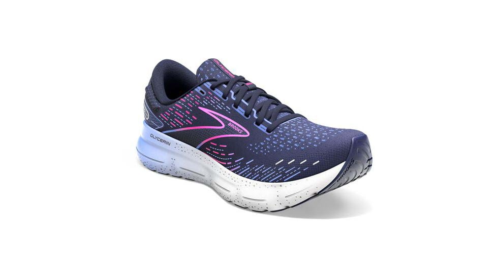 Brooks Glycerin 20 Running Shoes - Womens, Wide, Peacoat/Blue/Pink, 10.5, 1203691D460.105