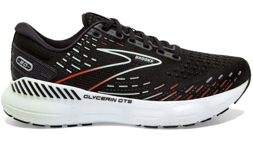 Brooks Glycerin GTS 20 Running Shoes - Womens, Medium, Black/Red/Opal, 6.0, 1203701B045.060
