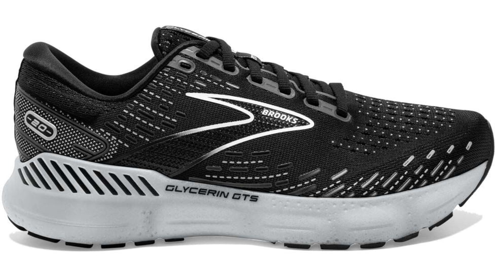 Brooks Glycerin GTS 20 Running Shoes - Womens, Medium, Black/White/Alloy, 6.0, 1203701B059.060