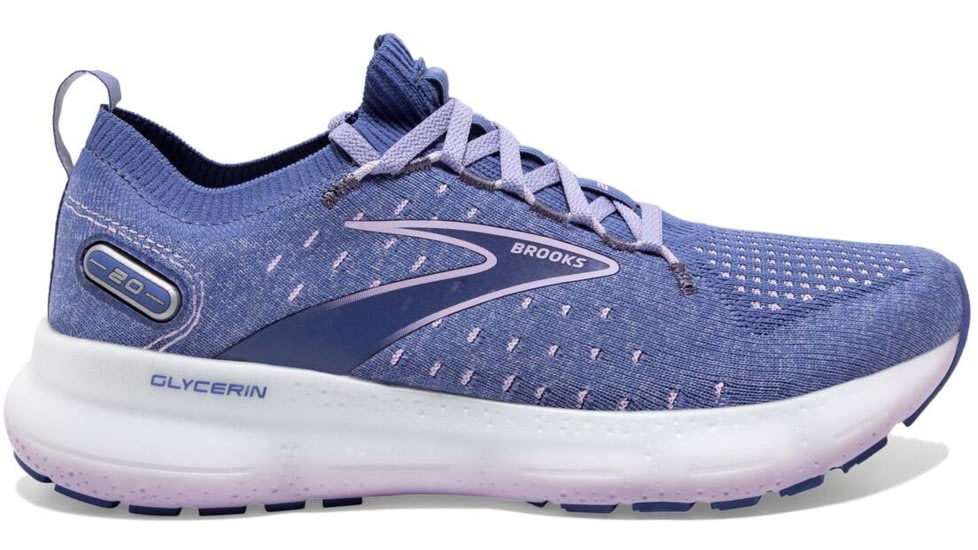 Brooks Glycerin StealthFit 20 Running Shoes - Womens, Medium, Blue/Pastel Lilac/White, 9.0, 1203721B402.090