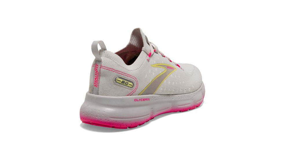Brooks Glycerin StealthFit 20 Running Shoes - Womens, Medium, Grey/Yellow/Pink, 10.5, 1203721B067.105