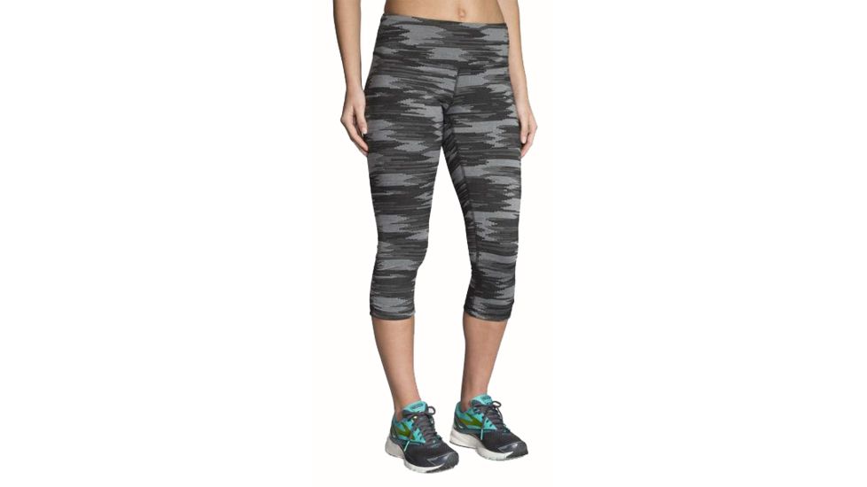 Brooks Greenlight Women's Running Capri, Black Ikat Jacquard/Black, 2XL, 221227-BLKIKT-JCQ-BLK-XXL