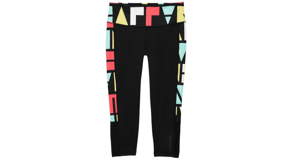 Brooks Greenlight Women's Running Capri, Black/Multi Alpha, Small, 221227-Blk/MultiAlpha-S