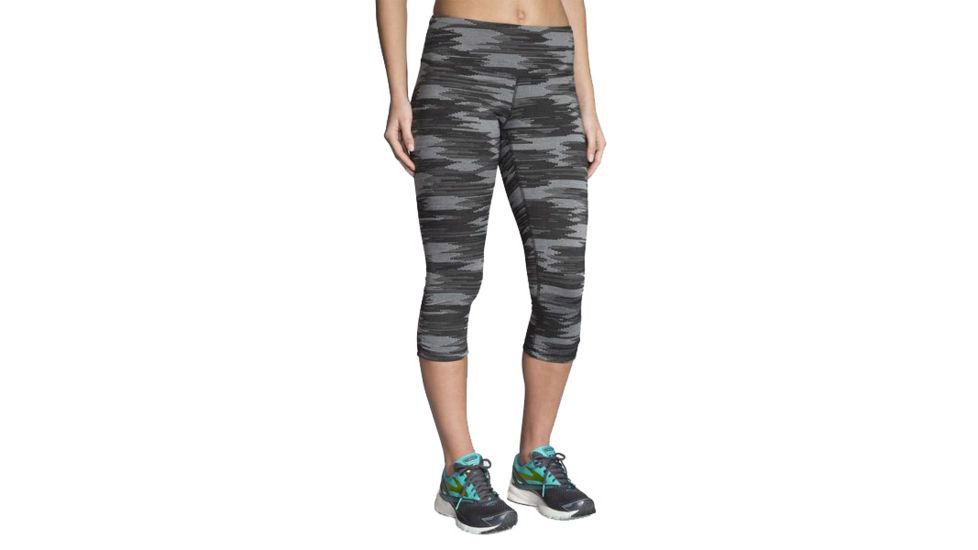 Brooks Greenlight Womens Running Capri, Black Ikat Jacquard/Black, Extra Large, 221227-BLKIKT-JCQ-BLK-XL