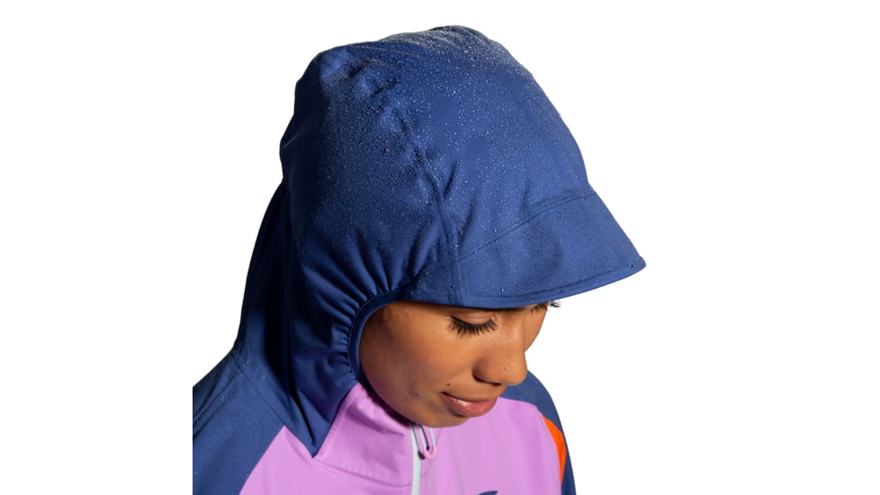 Brooks High Point Waterproof Jacket - Womens, Lt Slate/Bright Orange/Aegean, Medium, 221608477.030