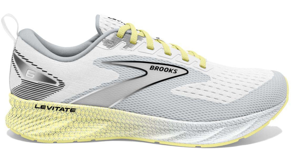 Brooks Levitate 6 Running Shoes - Womens, Medium, White/Oyster/Yellow, 8.0, 1203831B137.080
