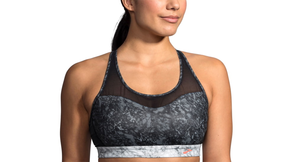 Brooks Moving Comfort FastForward Crossback Bra - Womens, Black Marble/Rose Gold, S, 300633089.025